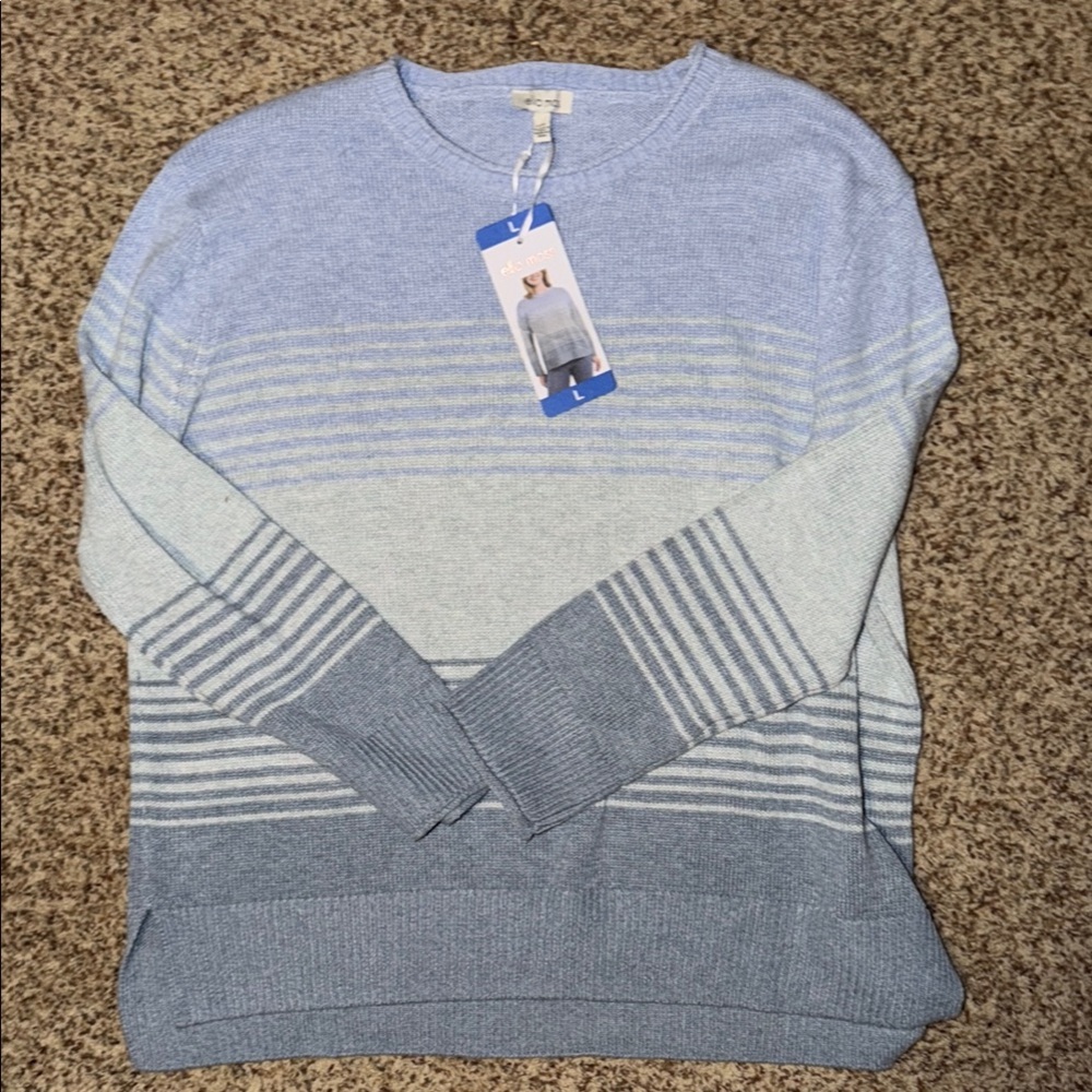 Ella Moss Large Light Blue Striped Sweater